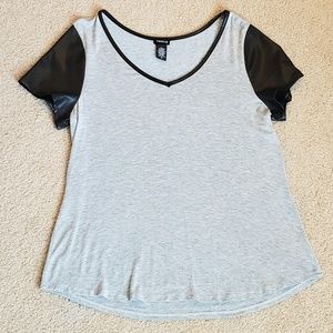 Torrid XL grey & black baseball tee w/faux leather